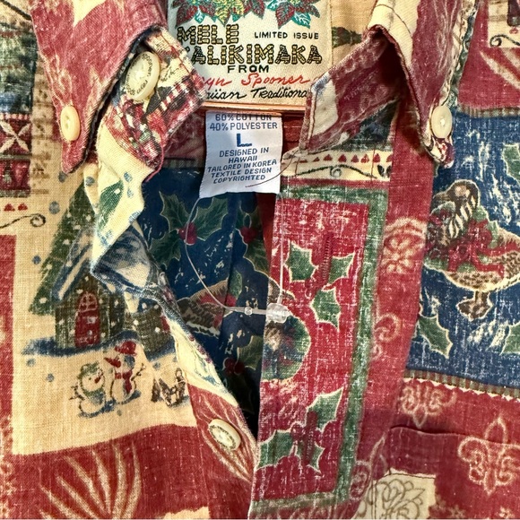 2009 Christmas Reyn Spooner Mele Kalikimaka Boys Pullover size L Red - Picture 4 of 7